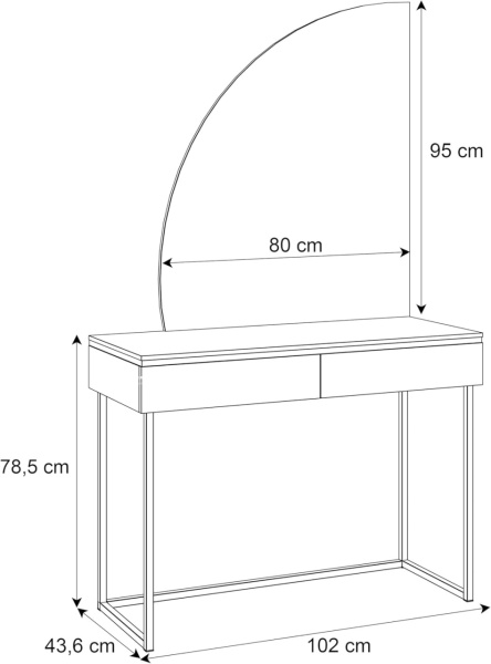 Masuta machiaj cu Oglinda LED si 2 Sertare pentru Cosmetice, Set Masa toaleta 102 cm, masuta cosmetica, vanity - SEC210 - Img 3