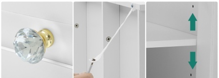 Masuta machiaj cu Oglinda LED si 2 Sertare pentru Cosmetice, Set Masa toaleta 90 cm, Alb, masuta cosmetica, vanity - SEA498 - Img 11