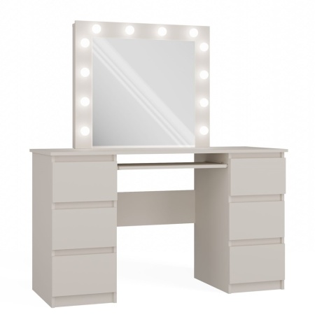 Masuta machiaj cu Oglinda LED si 6 Sertare pentru Cosmetice, Set Masa toaleta 130 cm, masuta cosmetica, vanity - SEC501 - Img 5