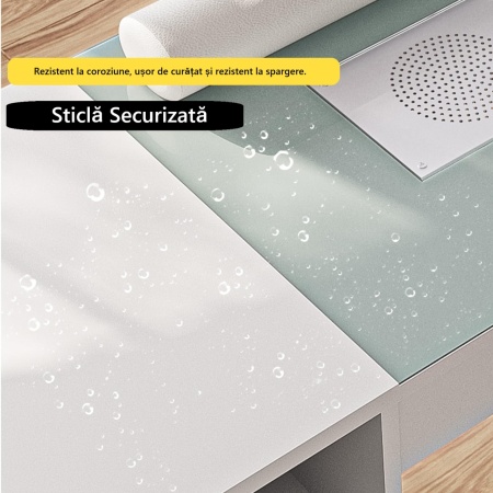 Masuta manichiura Alba / Roz / Neagra, 108 cm, birou, masa cosmetica pentru salon cu Aspirator Incorporat, Pernita, Sertare, Dulapuri si Rafturi - MANIA208 - Img 12