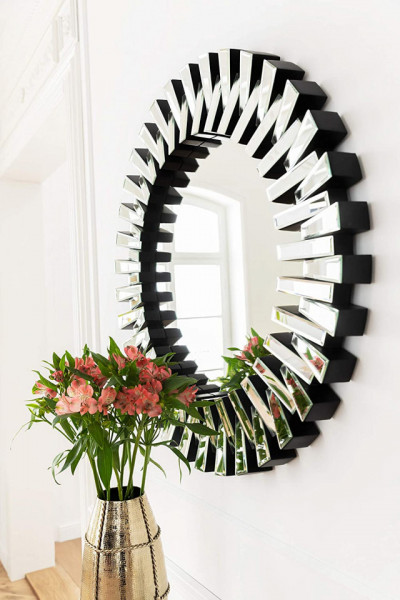 OGG16 - Oglinda ornamentala 92 cm, pentru perete, dormitor, living - Argintie - Img 4