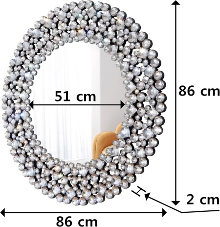 OGG207 - Oglinda ornamentala 45 / 60 / 86 cm, pentru perete, dormitor, living - Argintie - Img 2