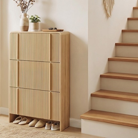 Pantofar maro ingust 70 cm cu 3 compartimente, pantofare cu Riflaje, depozitare pantofi, mobilier hol - PANM10 - Img 10