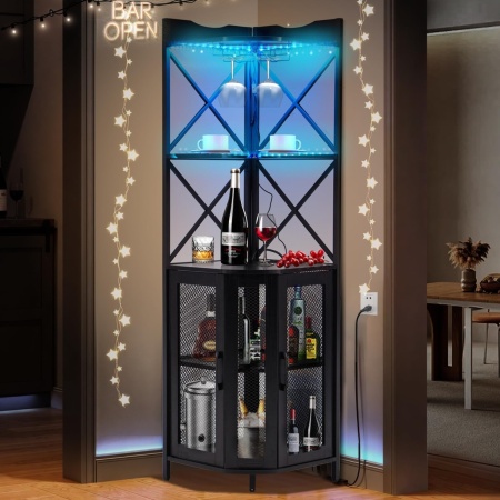 RVI202 - Rafturi Bar pentru colt, 44x44 cm, depozitare vin, raft stil ...