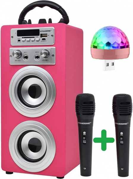 CADC10 - Set Sistem Mini Karaoke si 2 Mini Microfoane, Jucarii copii, Cadou pentru Craciun, Petreceri in familie - Roz
