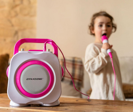 CADC6 - Set Sistem Mini Karaoke si 2 Mini Microfoane, Jucarii copii, Cadou pentru Craciun, Petreceri in familie - Roz - Img 6