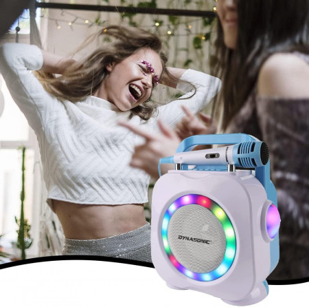CADC7 - Set Sistem Mini Karaoke si 2 Mini Microfoane, Jucarii copii, Cadou pentru Craciun, Petreceri in familie - Albastru - Img 7