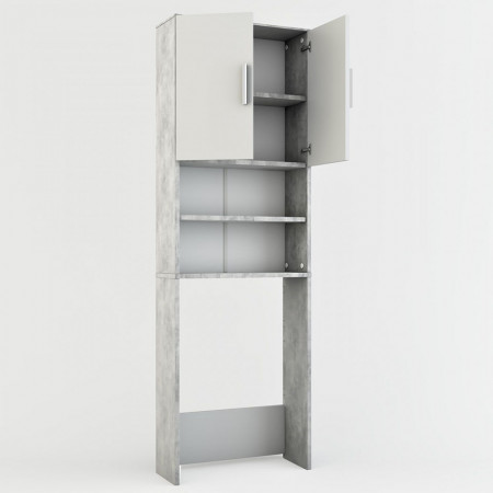 DUG201 - Dulap, masca pentru masina de spalat rufe 64 x 26 x 190 cm - Gri antichizat - Img 2