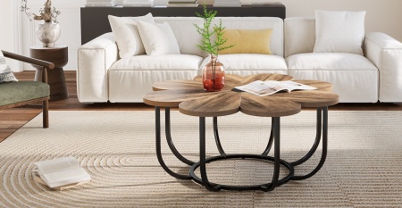 MAI21 - Masuta de cafea, 100 cm, masa living, stil industrial - Maro - Negru - Img 10