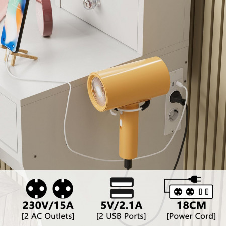 Masuta machiaj cu Oglinda LED si 4 Sertare pentru Cosmetice, Set Masa toaleta 80 cm, Alb, masuta cosmetica, vanity - SEA438 - Img 7