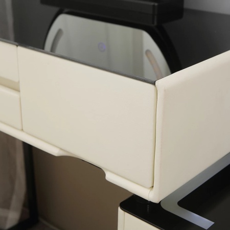 Masuta machiaj cu Oglinda LED si 5 Sertare pentru Cosmetice, Set Masa toaleta 80 cm, Alb, masuta cosmetica, vanity - SEA168 - Img 2