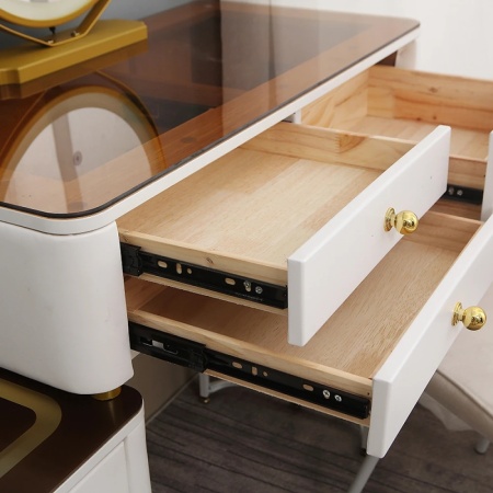 Masuta machiaj cu Oglinda LED si 6 Sertare pentru Cosmetice, Set Masa toaleta 120 cm, Alb, masuta cosmetica, vanity - SEA163 - Img 4