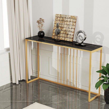 MAU7 - Masa Consola 120x30x78 cm, masuta hol, living, dormitor - Auriu-Negru