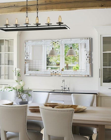 OGG19 - Oglinda 100 sau 120 cm, pentru perete, ornamentala dormitor, living - Argintie - Img 11