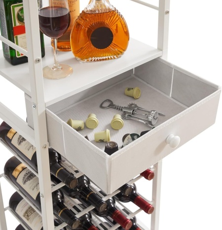 RVI8 - Rafturi Vin, 40 cm, depozitare vin, raft stil industrial, bucatarie, living, dining - Negru / Alb / Maro - Img 3