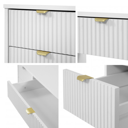 SEA93 - Set Masa Alba toaleta cu riflaj, 120 cm, cosmetica, masuta machiaj, oglinda cu LED cu sau fara Priza, cu sau fara scaun - Img 3
