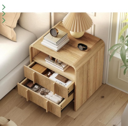 Set 2x Noptiere 55 x 40 x 60 cm, cu 2 sertare si raft, dormitor, Noptiere moderne cu Riflaj - NOM1 - Img 10