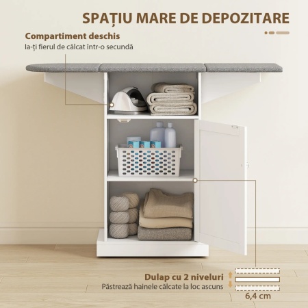 2 in 1 Comoda si Masa Calcat cu raft, 54 cm - Alb - Gri - COA2 - Img 6