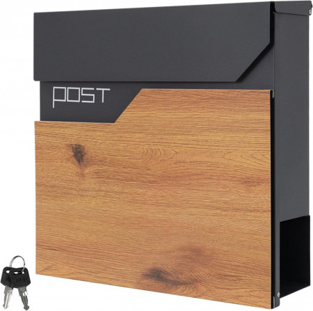 CPI2 - Cutie postala, cutie de scrisori, metalica, stil industrial - Gri-Maro
