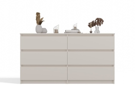 LAC507 - Comoda 140 cm, cu 6 sertare, pentru dormitor, living, dining - Crem - Img 3