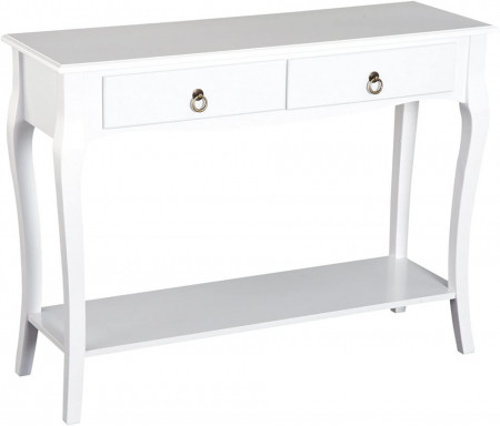 MAA212 - Masa toaleta, 100 cm, consola cosmetica machiaj masuta vanity make-up cu raft pentru hol - Alb - Img 8