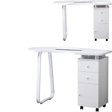 MANIA204 - Masuta manichiura, 118 cm, cu pernita, masa cosmetica - Alba - Img 5