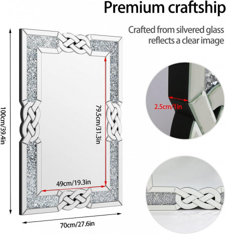 OGG19 - Oglinda 100 sau 120 cm, pentru perete, ornamentala dormitor, living - Argintie - Img 8