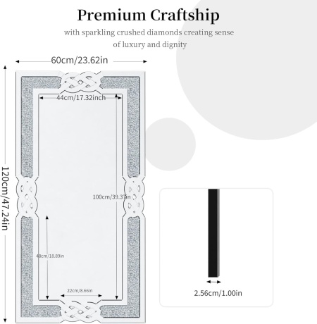 OGG19 - Oglinda 100 sau 120 cm, pentru perete, ornamentala dormitor, living - Argintie - Img 9