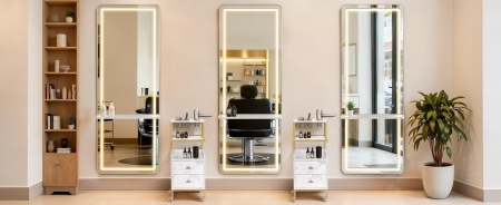 OGPR202 - Oglinda 65 x 177 cm, pentru perete, salon, coafor - Auriu / Alb / Negru - Img 12