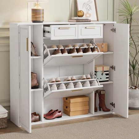 Pantofar Ingust, 120 cm sau 95 cm, pantofare, depozitare pantofi, mobilier hol - Alb - PANA207 - Img 6