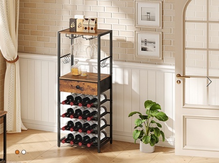 RVI7 - Rafturi Vin, 40 cm, depozitare vin, raft stil industrial, bucatarie, living, dining - Negru - Maro - Img 4