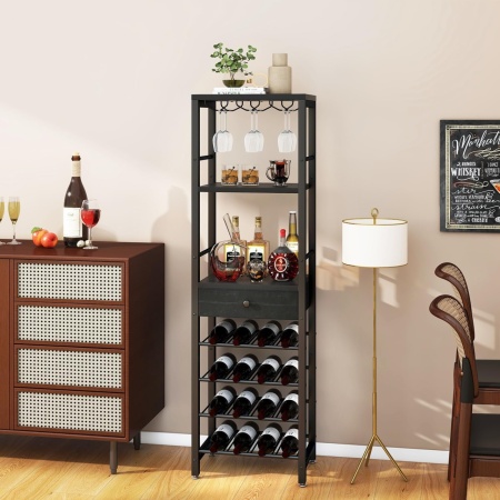 RVI8 - Rafturi Vin, 40 cm, depozitare vin, raft stil industrial, bucatarie, living, dining - Negru / Alb / Maro - Img 9