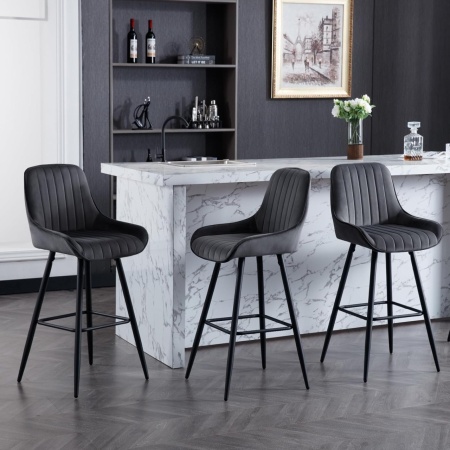 SCB209 - Set 2x Scaune Bar - Negru / Gri - Img 3