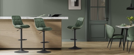 SCB3 - Set 2x Scaune Bar Negre / Maro / Gri / Verde - Piele ecologica - Img 3