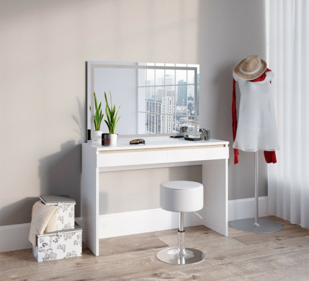 SEA370 - Set Masa alba toaleta 120 cm cosmetica machiaj, oglinda cu LED, masuta vanity