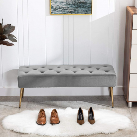 BAG213 - Bancuta, 113 cm, Divan, Canapea, fotoliu, sofa, bancheta, bancuta, banca living, dormitor, hol - Gri - Auriu - Img 2