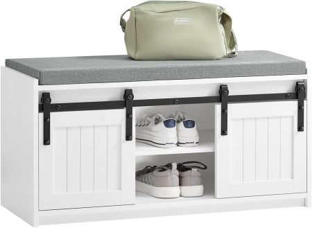 Bancuta alba hol, 80 / 90 / 120 cm, pantofar cu pernita, depozitare pantofi - BAA63 - Img 12