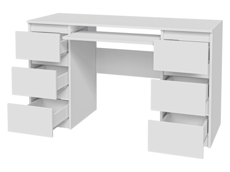 BIA501 - Birou 130 cm, masa office cu 6 sertare - Alb - Img 2