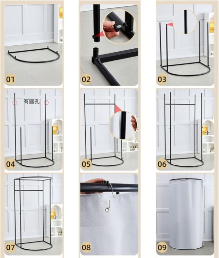 CABP1 - Cabina de Proba Portabila, 100 x 95 cm, independenta - Aurie cu perdea Neagra sau Gri - Img 3