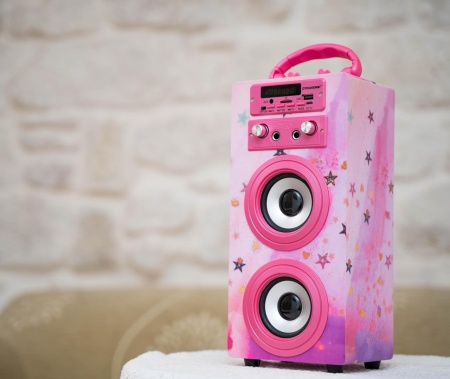 CADC9 - Set Sistem Mini Karaoke si 2 Mini Microfoane, Jucarii copii, Cadou, Petreceri in familie - Roz - Img 7