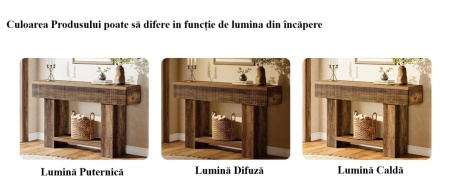 MAM30 - Masa Consola, 140 cm, masuta hol cu Front Riflat, living, dining, dormitor - Maro - Img 7