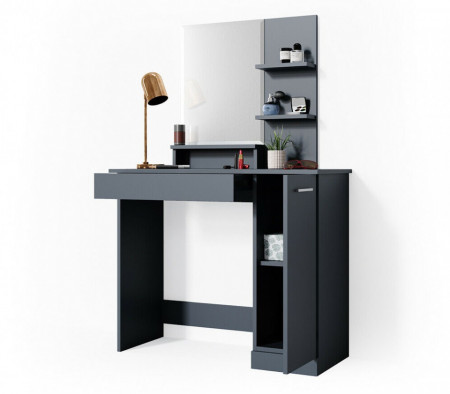 Masuta machiaj cu Oglinda LED si 1 Sertar pentru Cosmetice, Set Masa toaleta 90 cm, masuta cosmetica, vanity - SEN229 - Img 4