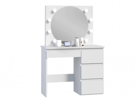 Masuta machiaj cu Oglinda LED si 4 Sertare pentru Cosmetice, Set Masa toaleta 94 cm, Alb, masuta cosmetica, vanity - SEA547 - Img 4
