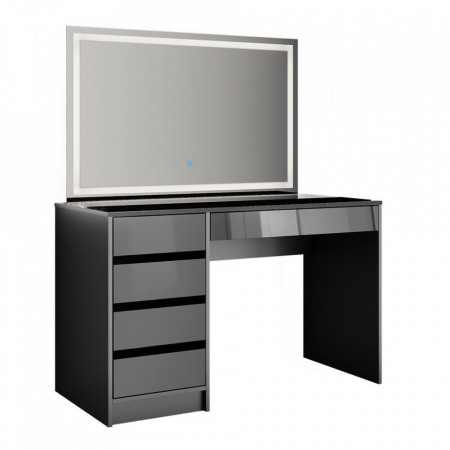 Masuta machiaj cu Oglinda LED si 5 Sertare pentru Cosmetice, Set Masa toaleta 120 cm, Gri, masuta cosmetica, vanity - SEG208 - Img 6