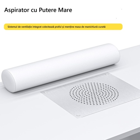 Masuta manichiura Alba / Roz / Neagra, 108 cm, birou, masa cosmetica pentru salon cu Aspirator Incorporat, Pernita, Sertare si Dulap - MANIA209 - Img 11