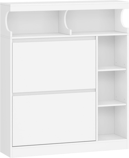 PANA34 - Pantofar 95 cm ingust, 2 compartimente si Rafturi, pantofare, depozitare pantofi, mobilier hol - Alb - Img 2