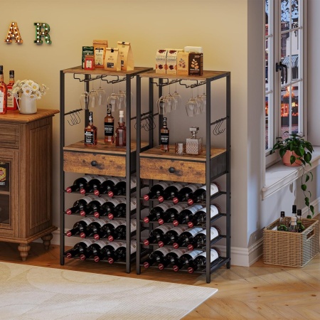 RVI7 - Rafturi Vin, 40 cm, depozitare vin, raft stil industrial, bucatarie, living, dining - Negru - Maro - Img 10