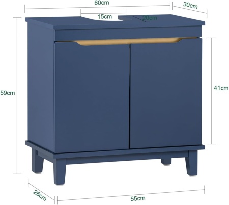 BLUME8 - Set Mobilier Baie Blume 2 piese - Masca chiuveta, Dulap inalt - Albastru - Img 6