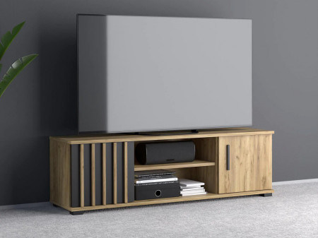 COMTV501 - Comoda TV, 140 cm, living, dormitor - Maro-Negru