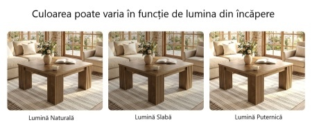 Masuta de cafea patrata, 100 cm, masa canapea Maro, Riflaj - MCM2 - Img 11
